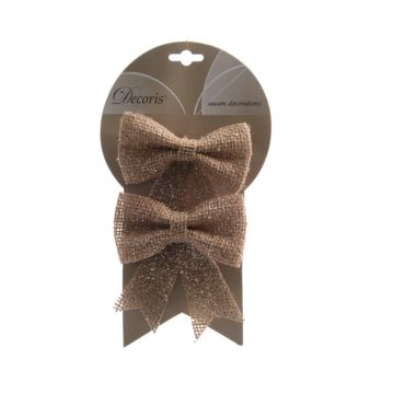 Lot de 2 nœuds en jute pailletés - 13 cm