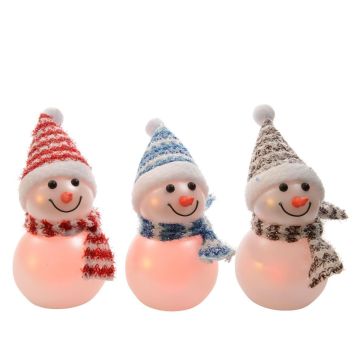 Bonhomme de neige lumineux - Multicolore - 11 cm - intérieur - Modèle au choix