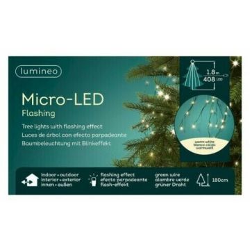 Guirlande microled retombante - Blanc chaud - 1,8 m - extérieur - câble vert