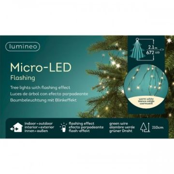 Guirlande microled retombante - Blanc chaud - 2,1 m - extérieur - câble vert