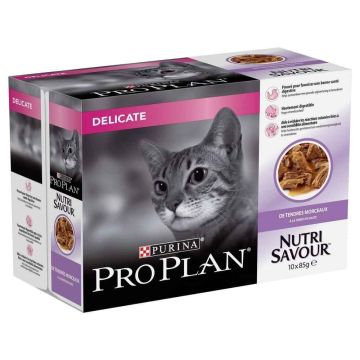 PRO PLAN DELICATE MULTIPACK À LA DINDE -  10X85G - SACHETS POUR CHATS ADULTES