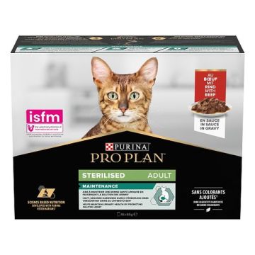 PRO PLAN Sterilised Multipack au boeuf - 10X85g - sachets pour chats adultes