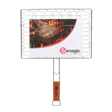 Grille double en acier avec manche en bambou - Somagic