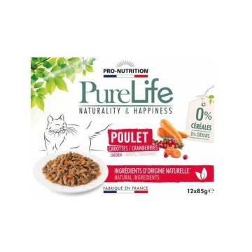 Pâtée pour chat - Poulet - Pure Life - 12 X 85 g