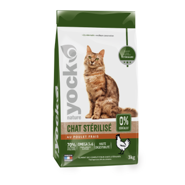 Croquettes Yock nature sans céréaleschat stérilisé -  au poulet  - 3kg
