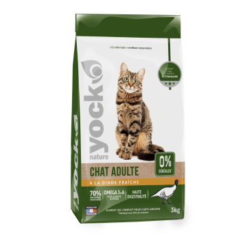 Croquettes Yock nature sans céréaleschat adulte - à la dinde 3kg