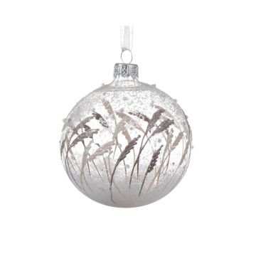 Boule fougère - Transparente et blanche- Verre