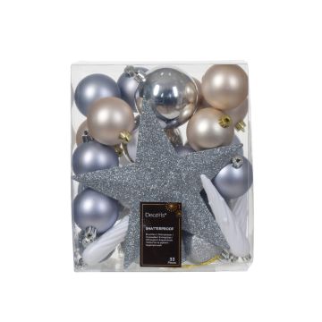 Kit décorations de sapin - Argent et blanc