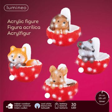 Animal de la forêt lumineux - Blanc froid - 20 cm - Modèle au choix