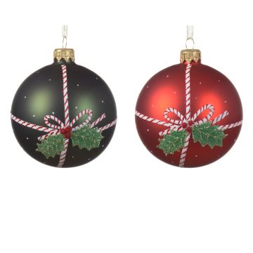 Boule cadeau houx - Verre - Modèle au choix
