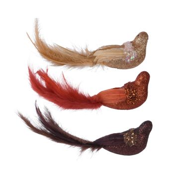 Oiseau paillettes et plumes - 4,5 cm - Modèle au choix