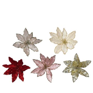 Poinsettia sur clip Ø10 cm - Modèle au choix