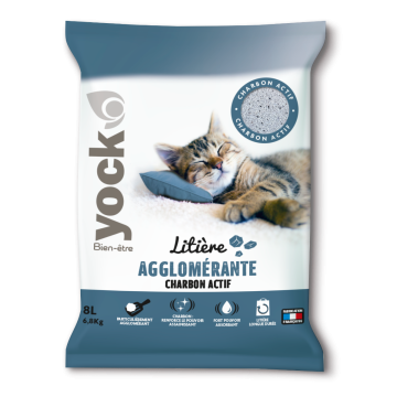 Litière agglomérante au charbon actif - 8 litres - Yock