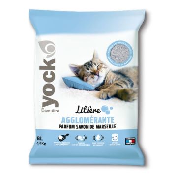 Litière agglomérante - Parfum savon de Marseille - Sac de 8 L - Yock Bien-ÃŠtre
