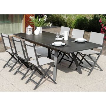 Table Agra - Proloisirs - Gris - 150/200/250 x 90 cm