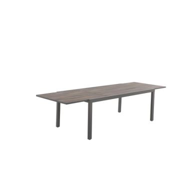 Table Lanza extensible - MWH - Anthracite / bois flotté - 165/260 x 100 cm