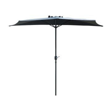 Parasol demi-rond 300x235 cm, gris, avec mât en aluminium