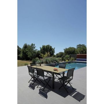 Table Hivaoa 180/240 cm extensible, aluminium époxy, 8 à 10 personnes