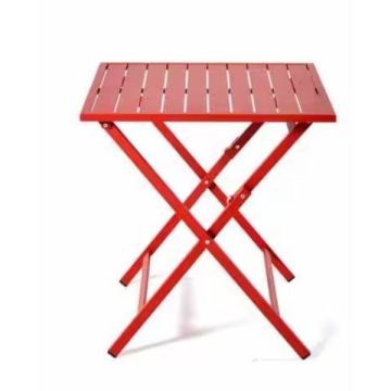 Table pliante aluminium rouge, 70x70 cm