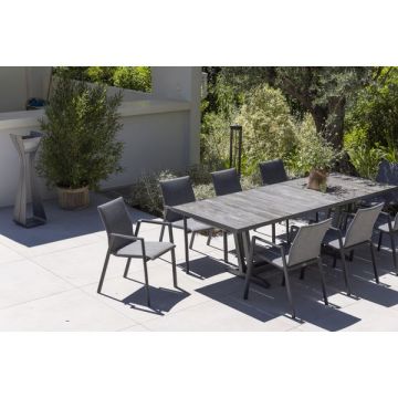 Table extensible en aluminium gris, système à levier, 182 cm