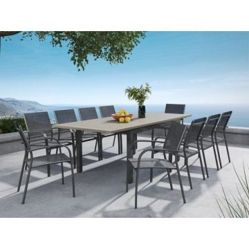 Table Silene Structure aluminium Plateau bois - 160/200 x 100 cm