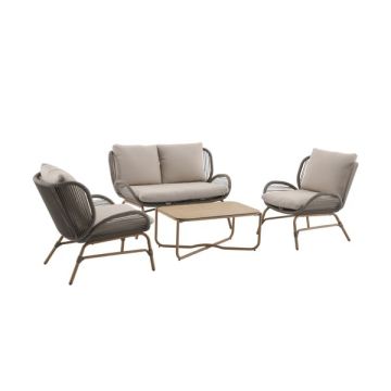 Set Anah - 1 canapé, 2 fauteuils, 1 table - structure aluminium
