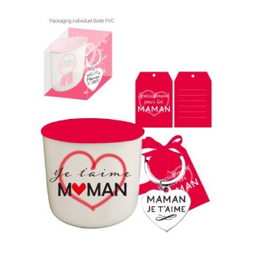 Mug avec porte clé en boîtage individuel Je t'aime maman