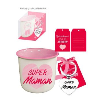 Mug avec porte clé en boîtage individuel Super maman