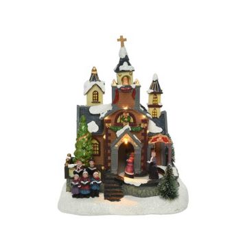 Eglise et chorale - Village de Noël - 15 X 20 X 24 cm