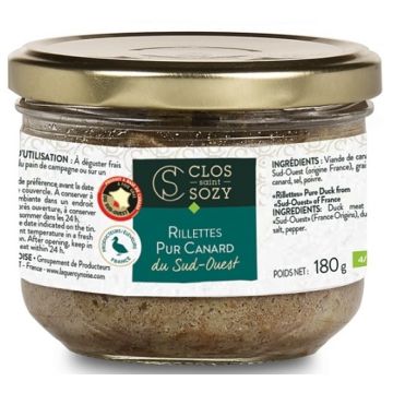 Rillettes pur canard du Sud-Ouest - Clos Saint-Sozy - 180 gr