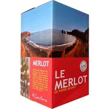 Vin de pays d'Oc - Merlot de Pierre Bésinet - Rouge - Bagin Box de 10 litres 