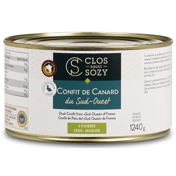 Confit de canard du Sud-Ouest - Clos Saint-Sozy - 4 cuisses - 1240 gr
