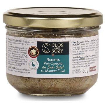 Rillettes pur canard du Sud-Ouest au magret fumé - Clos Saint-Sozy - 180 gr