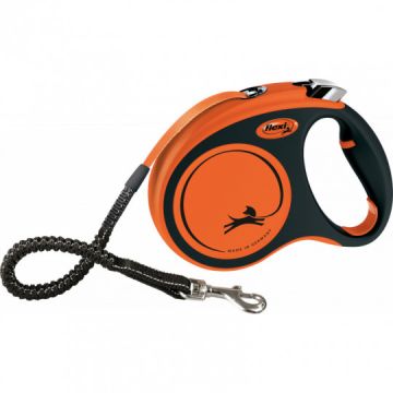 Laisse sangle à enrouleur Flexi XTREME- Orange Noir - 5m - Taille M - Flexi