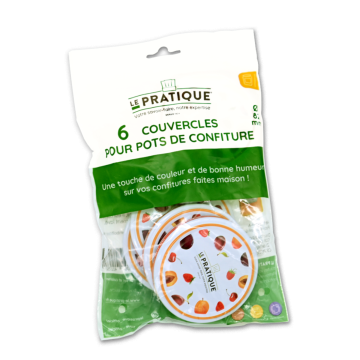 Sachet 6 couvercles t.o ø 82 mm pour pots de confiture - Le Pratique - couvercle décoré - 16x4x25 cm
