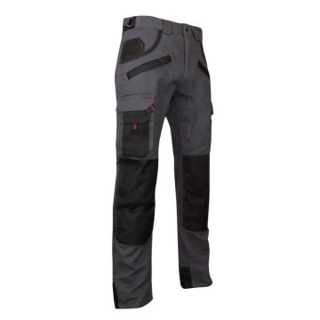Pantalon de travail Argile avec poches genouillères - Gris et noir - Taille 42