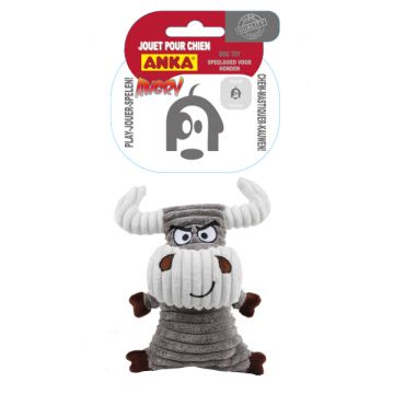 Peluche ''angry'', avec organe sonore -Taureau - Anka - Pour petits chiens - - Taille S - 16,5cm
