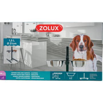 Support réglable 2 bols de 1,5 L pour chien - Zolux