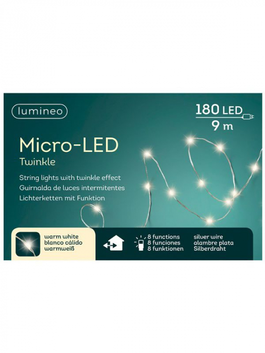 Guirlande pince clip lumineuse 30 LEDs blanc chaud 2,9 m