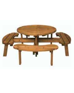 Table ronde avec bancs intégrés - Ekju - Ø 208 x72 cm - bois de pin