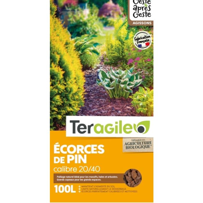 Paillis d'écorces Teragile BIOLANDES PIN DECOR - Calibre 20/40 mm 100 L 