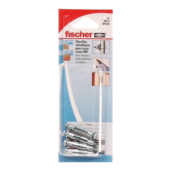Chevilles pour cloison creuse x4 HM 4x32 S - Fischer 