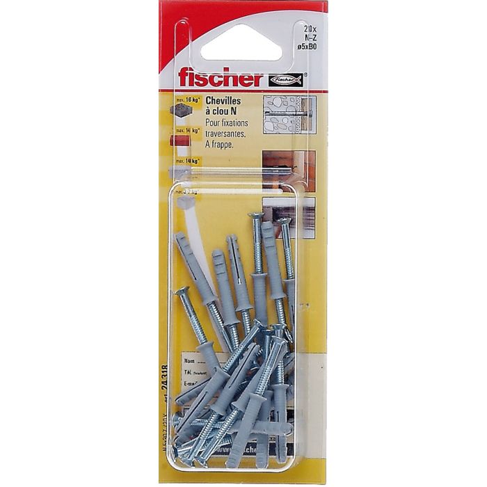 Chevilles à clou x20 NF 5x30 5 F - Fischer 