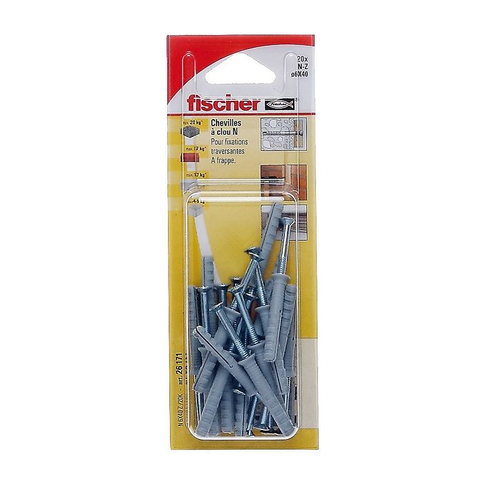 Chevilles à clou x20 NF 6x 40/10F - Fischer 