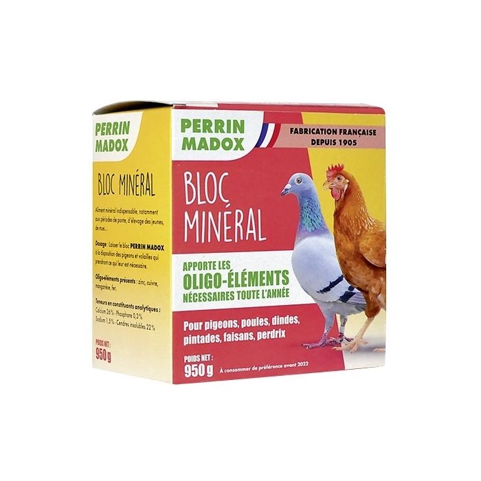 Bloc minéral pour pigeons et volailles - Perrin Madox - 950 g