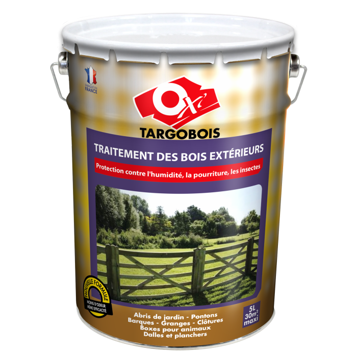 Traitement du bois extérieur - Oxi - Targobois - Pot de 5 L - Teinte brun foncé