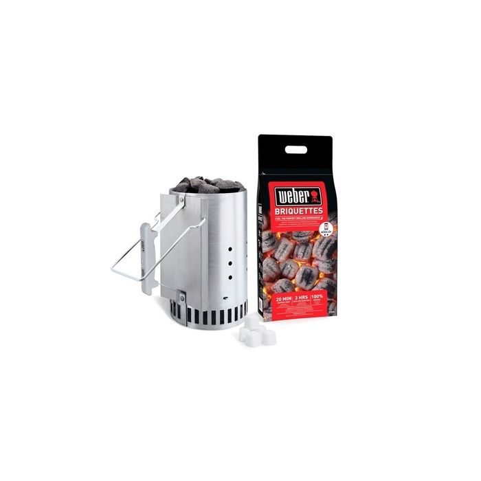 Cheminée d'allumage + 2kg de briquettes+ allumes feu - Weber 