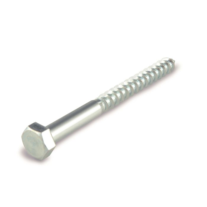 Tirefond - En acier zingué - 10 x 80 mm - Barquette de 12 pièces