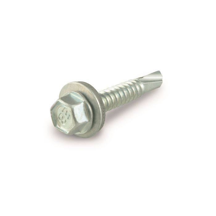 Vis tôle autoforeuse - Tête hexagonale - En acier zingué + rondelle - 4.8 x 25 mm - Blister de 25 pièces