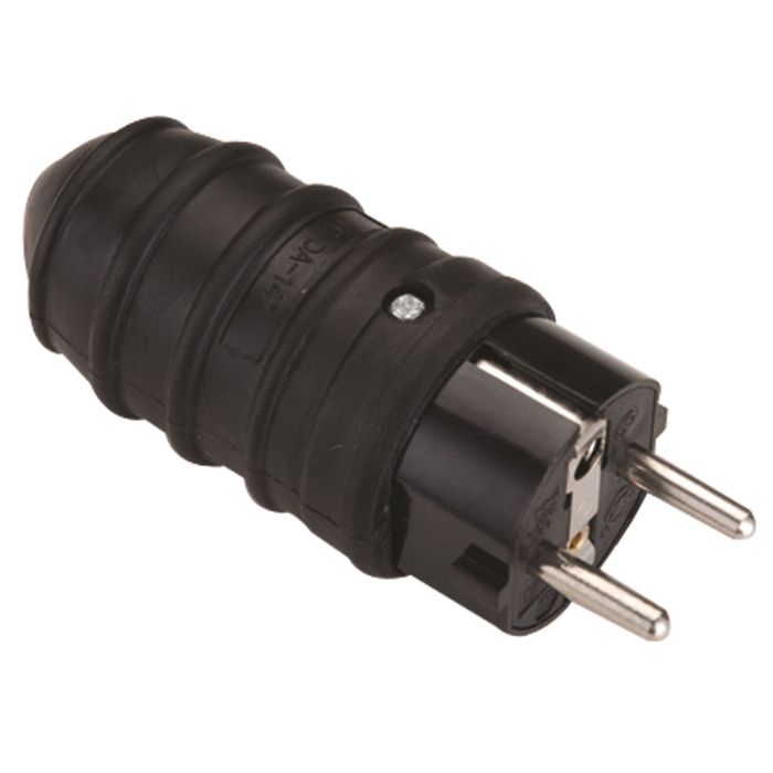 Fiche mâle dio043077 - Voltman - 2 P+T - En caoutchouc - Noir